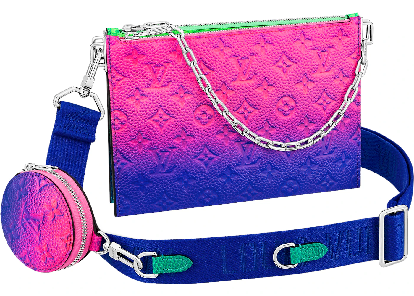 Louis Vuitton Trio Pouch Taurillon Illusion Blau Rosa in Leather DE