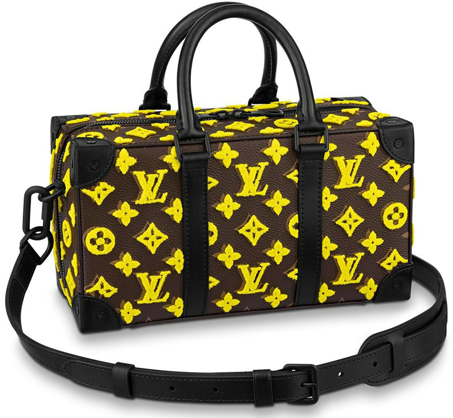 Louis Vuitton Brown and Yellow Monogram Coated Canvas Tuffetage Trunk Black Hardware, 2020 (Very Good), Brown/Yellow Womens Handbag
