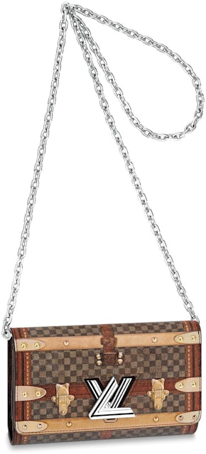 Louis Vuitton Twist Chain Wallet Damier Ebene Time Trunk Brown Multicolor  in Canvas with Silver-tone - CN