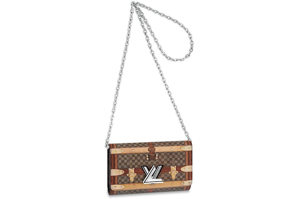 Louis Vuitton Twist Chain Wallet Damier Ebene Time Trunk Brown Multicolor  in Canvas with Silver-tone - CN