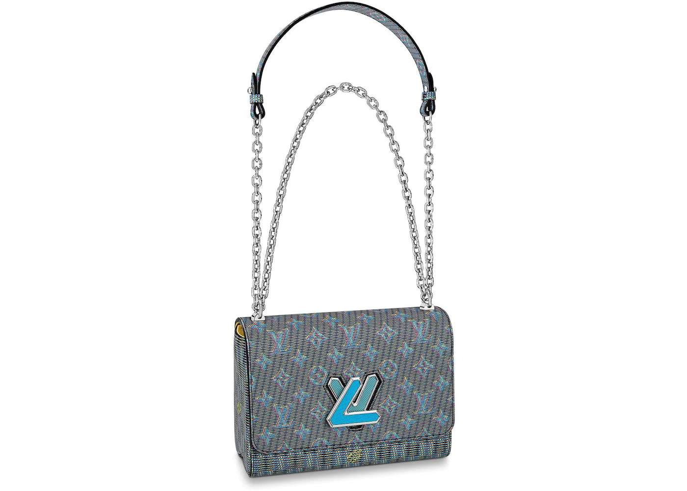 Louis Vuitton Twist Damier Monogram LV Pop MM Blue in Calf Leather