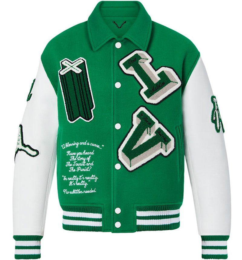 Louis Vuitton Giacca di pelle Varsity Verde Uomo FW21 IT