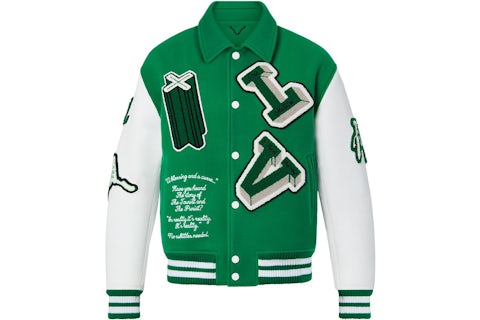 Louis Vuitton Varsity Leather Jacket Green Men's FW21 US