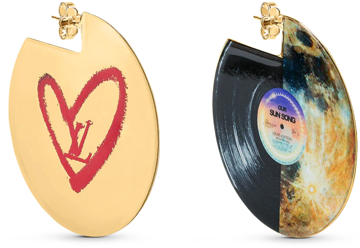 Louis Vuitton Limited Edition Vinyle Earrings Fall In Love Multi in Gold  Metal with Gold-tone - US
