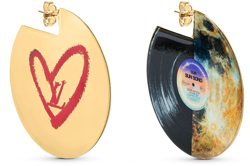 Louis Vuitton Limited Edition Vinyle Earrings Fall In Love Multi