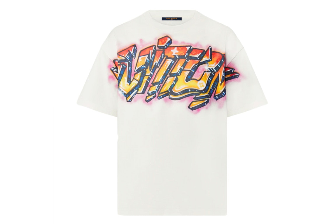Pre-owned Louis Vuitton Vuitton Graffiti T-shirt Milky White