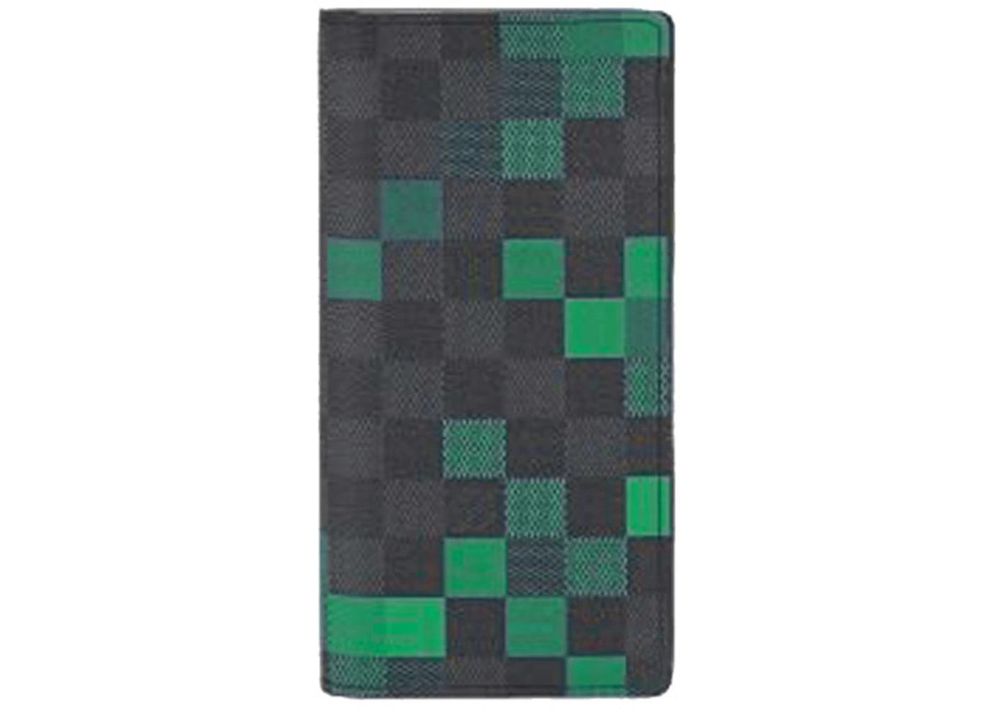 Louis Vuitton Brazza Wallet Damier Graphite Pixel Green in Coated