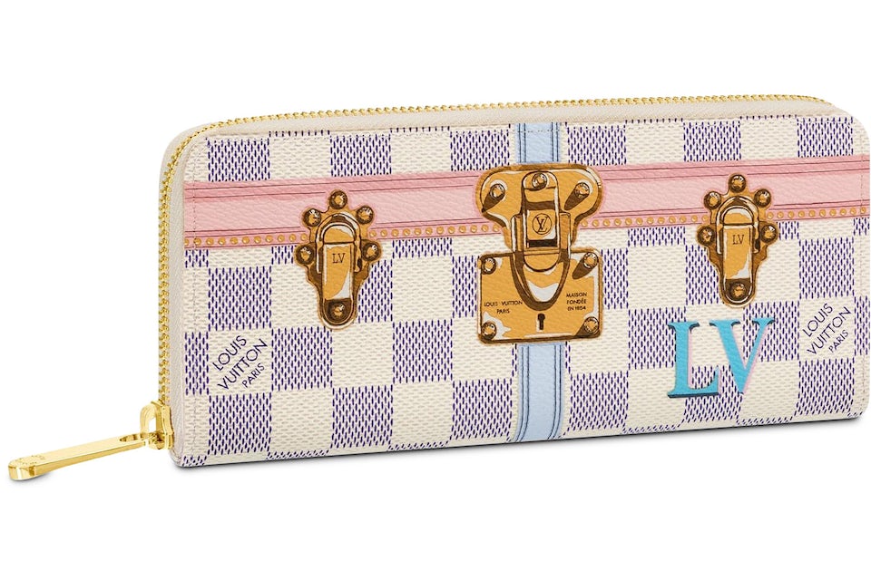 Louis Vuitton Wallet Clemence Damier Azur Summer Trunk Collection  White/Blue/Pink in Coated Canvas with Gold-tone - US