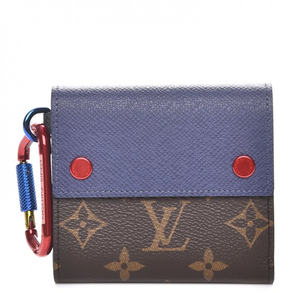 Louis Vuitton Blue Mini Lin Canvas Compact Wallet Louis Vuitton