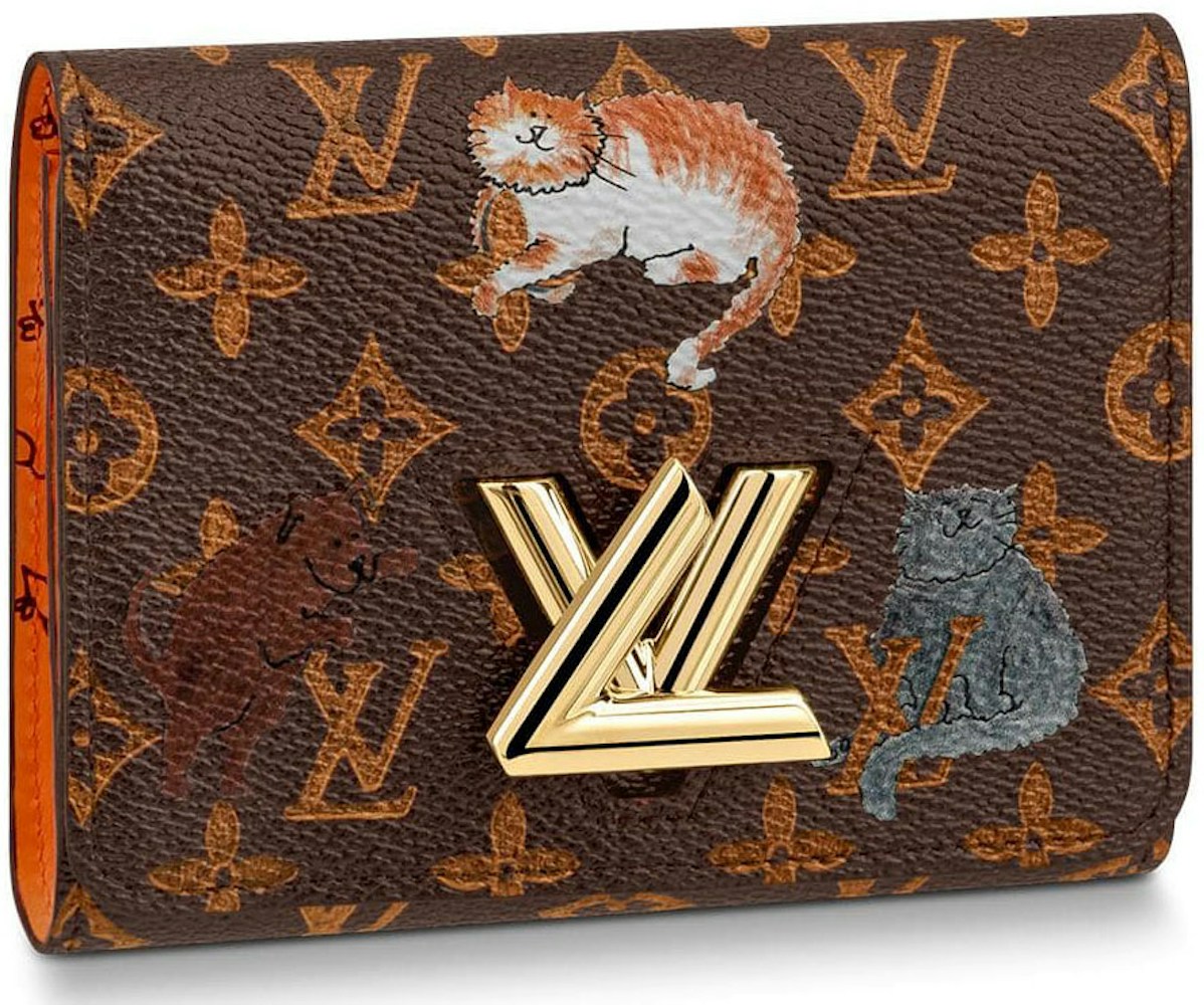 fange Ledelse Stige Louis Vuitton Wallet Twist Compact Monogram Catogram Brown/Orange in Canvas  with Gold-tone