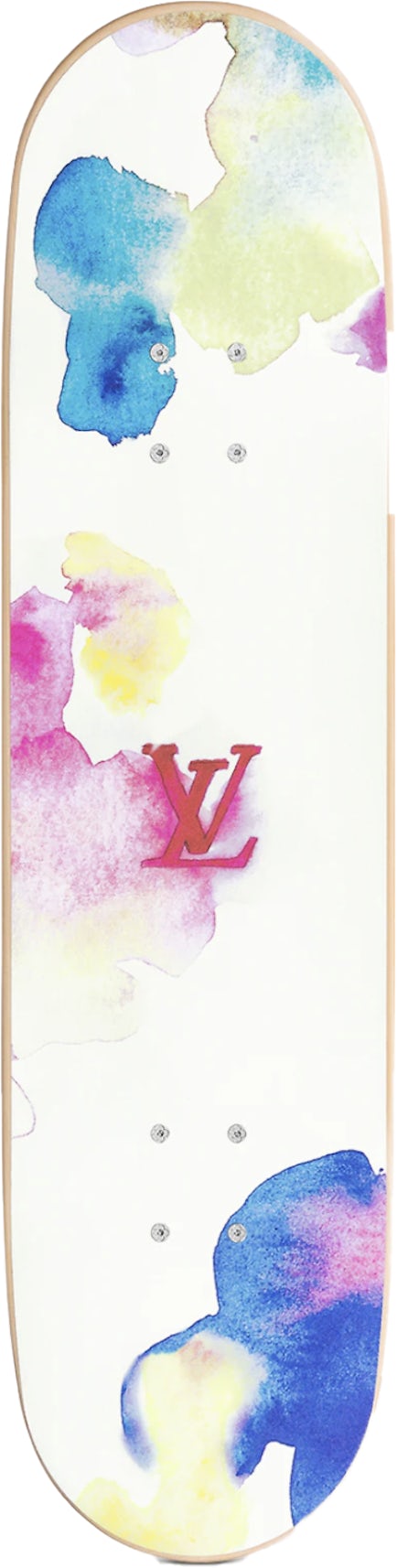 Louis Vuitton 2021 Pre-owned Watercolour monogram-print Skateboard - White