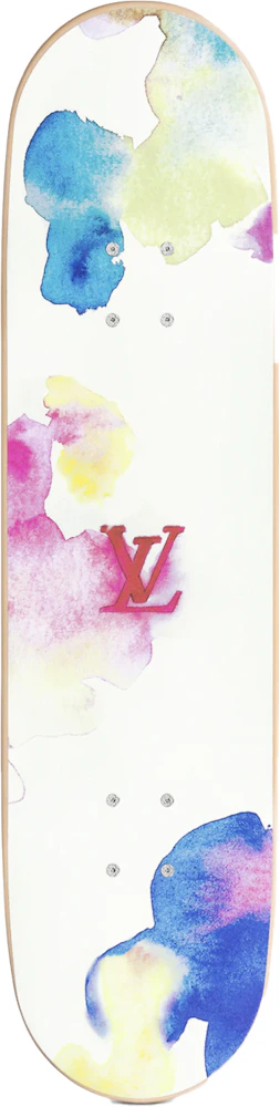 Louis Vuitton Virgil Abloh White Monogram Watercolor Skateboard