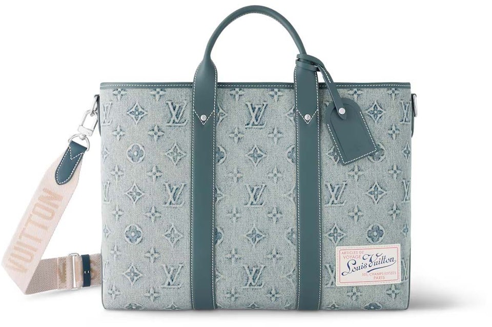 Louis Vuitton Monogram Denim Leather Shopper Bag Blue