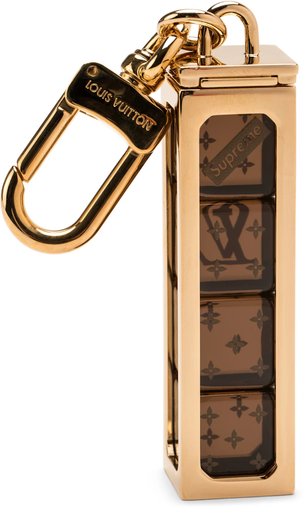 Louis Vuitton Supreme Key Chain Gold Tone Metal Brown Leather - Shop  Linda's Stuff