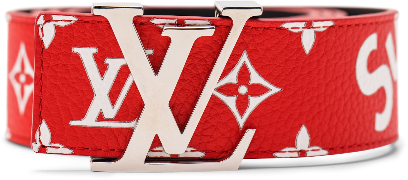 ved siden af omgivet skrue Louis Vuitton x Supreme Initiales Belt 40 MM Monogram Red