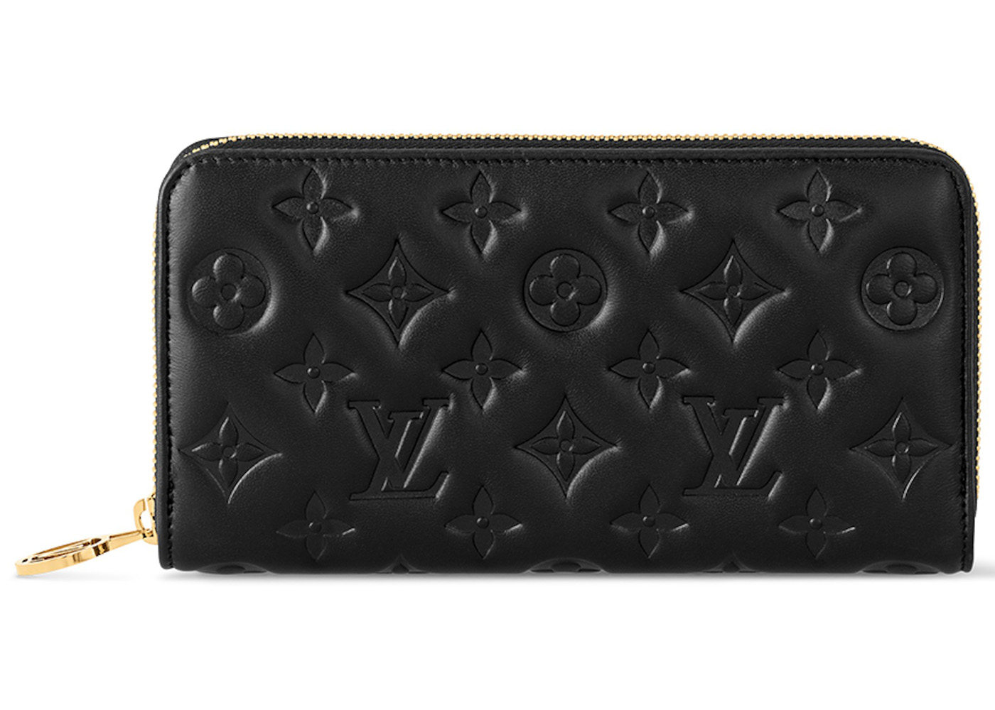 Louis Vuitton Zip Wallet Black in Embossed Lambskin with Gold tone