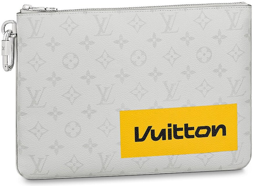 Louis Vuitton Zipped Pouch Monogram Logo Story GM White in Canvas