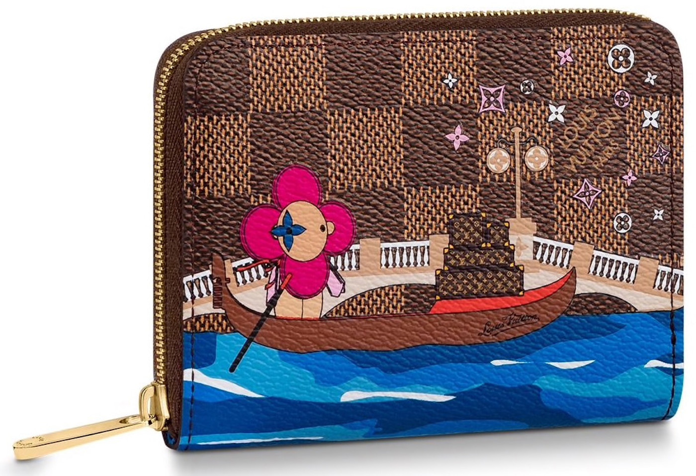 Hotellet købe Læsbarhed Louis Vuitton Zippy Coin Purse Damier Ebene Vivienne Venice Blue Lining in  Coated Canvas with Gold-tone