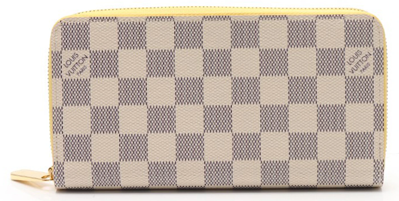 Louis Vuitton Zippy Wallet Damier Azur Yellow Lining in Coated Canvas with  Gold-tone - US