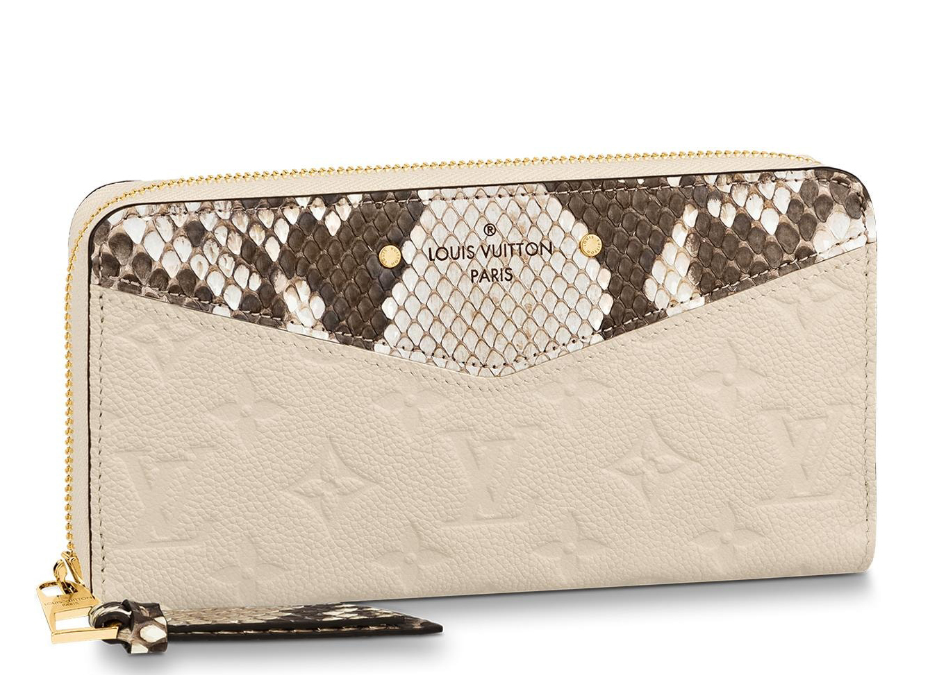 Louis Vuitton Zippy Wallet Monogram Empreinte Python Creme Beige