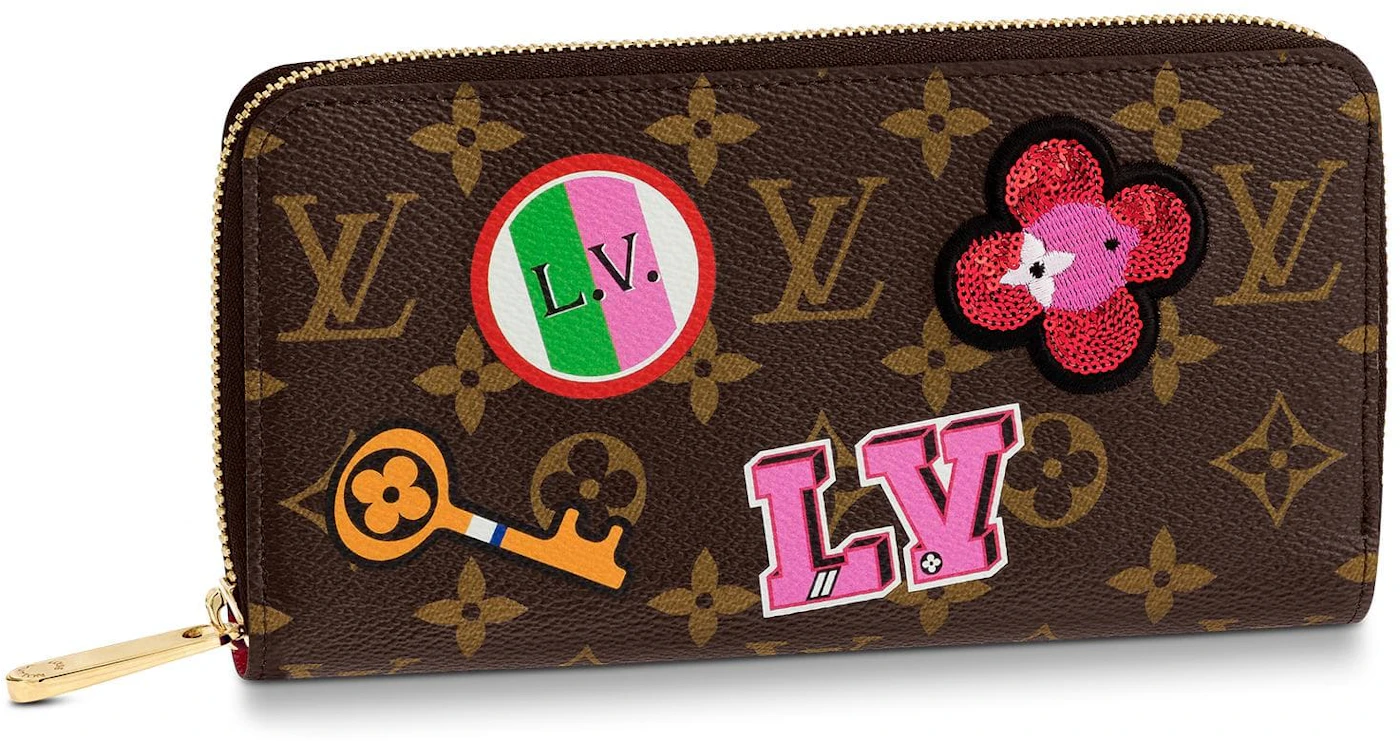 Louis Vuitton Zippy Wallet Monogram Patches Brown Multicolor in