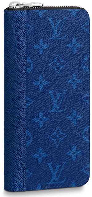 Louis Vuitton Zippy Wallet Vertical Pacific Blue in Monogram Coated Canvas/ Taiga Cowhide Leather with Silver-tone - US