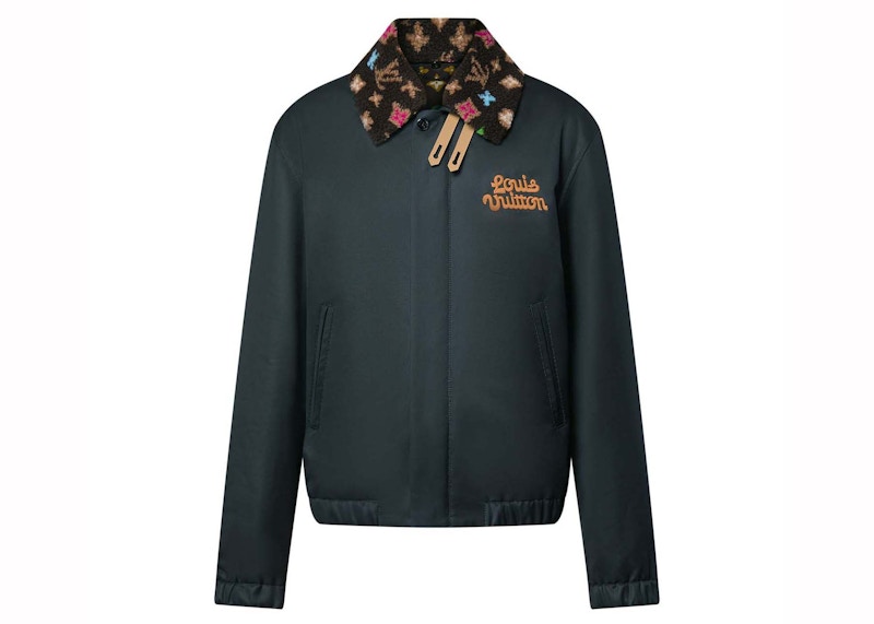 Pre-owned Louis Vuitton Men's By Tyler, The Creator Cotton Aviator Jacket With Monogram Fleece Collar In Black