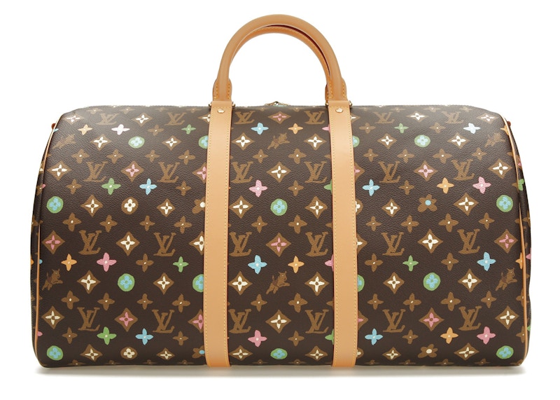 Louis Vuitton par Tyler le createur Keepall Bandouliere 50 chocolat Monogram escarpe with Gold tone de la collection in Coated Canvas FR