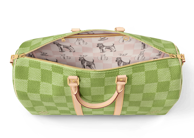 KEEPALL BANDOULIÈRE 45 IN BLUE GREEN DAMIER HERITAGE COATED CANVAS main image 1