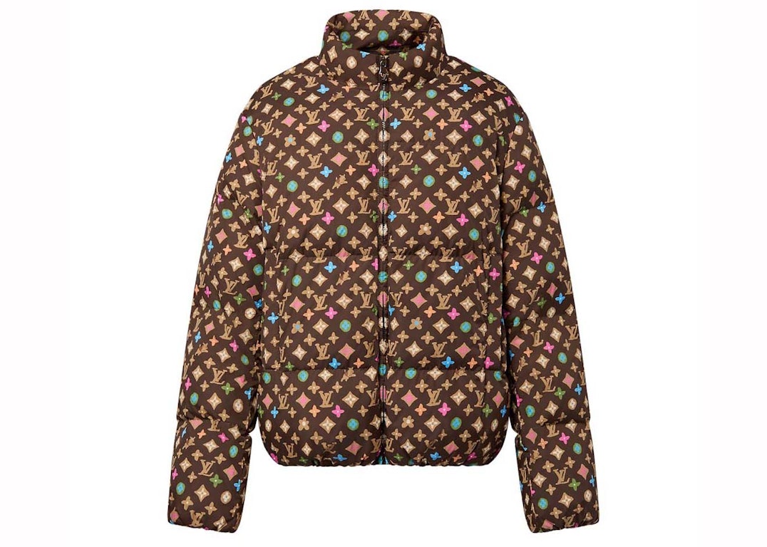 Pre-owned Louis Vuitton By Tyler, The Creator Monogram Printed Light Down Jacket Brown Pastel Multicolor