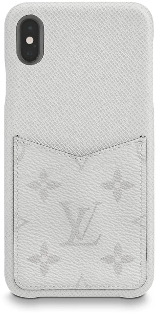 Louis Vuitton iPhone Case Monogram Antarctica Taiga XS MAX White Taiga Leather/Coated Canvas with Silver-tone