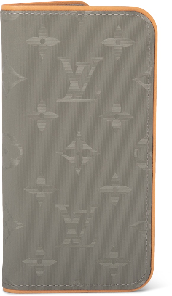 Frugtgrøntsager Milestone Interpretive Louis Vuitton iPhone X Folio Case Monogram Grey in Titanium Canvas