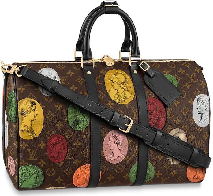 Louis Vuitton x Fornasetti Keepall 50 Brown in Coated Canvas with Gold ...