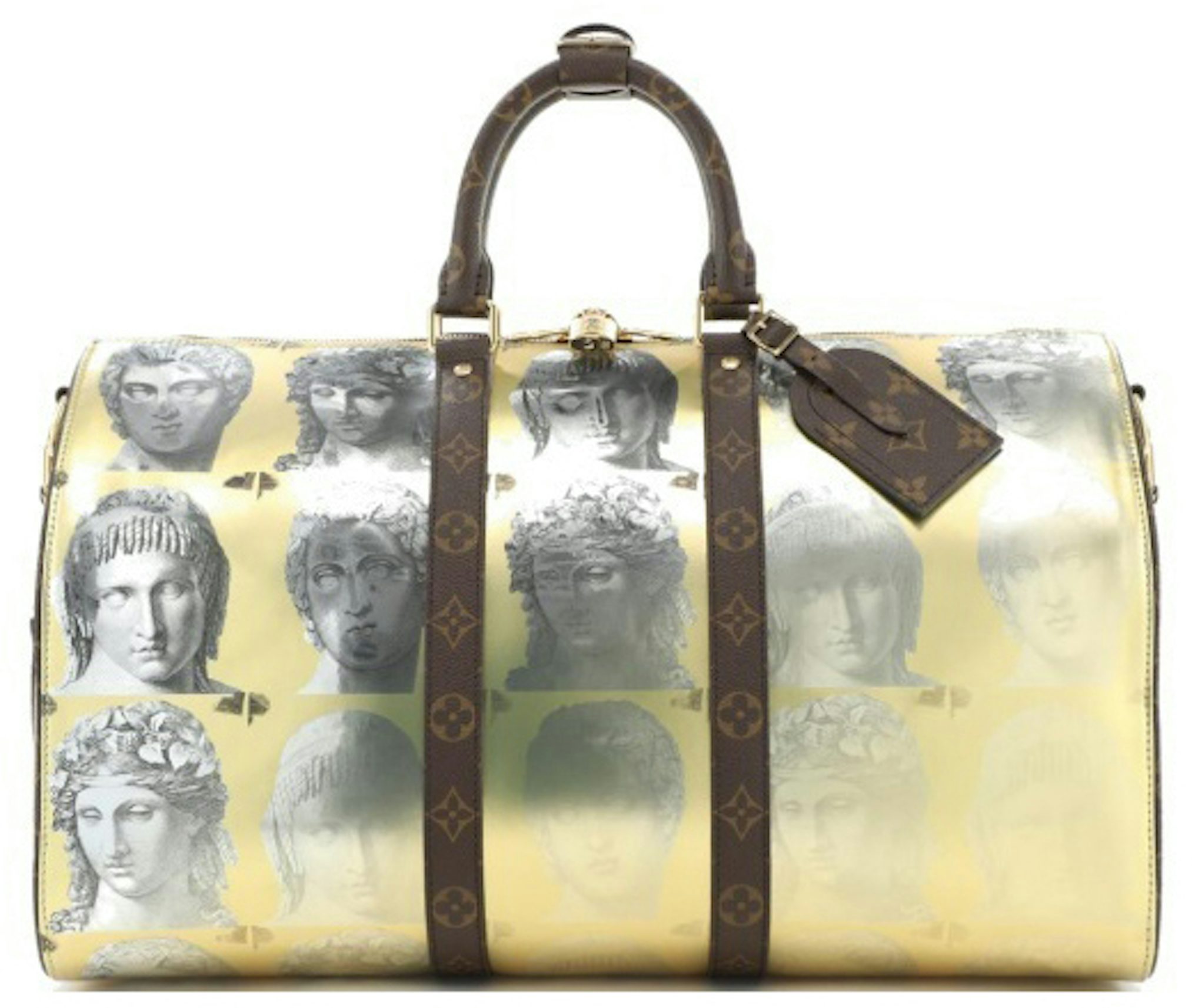Louis Vuitton x Fornasetti Keepall Bandouliere 45 Gold in Printed