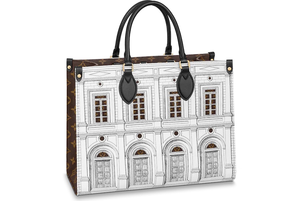Louis Vuitton x Fornasetti Onthego MM Black/White Calfskin in Printed Matte  Calfskin with Gold-tone - US