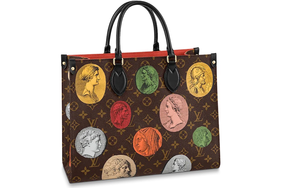 Louis Vuitton x Fornasetti Onthego MM Monogram Cameo in Coated Canvas with  Gold-tone - US