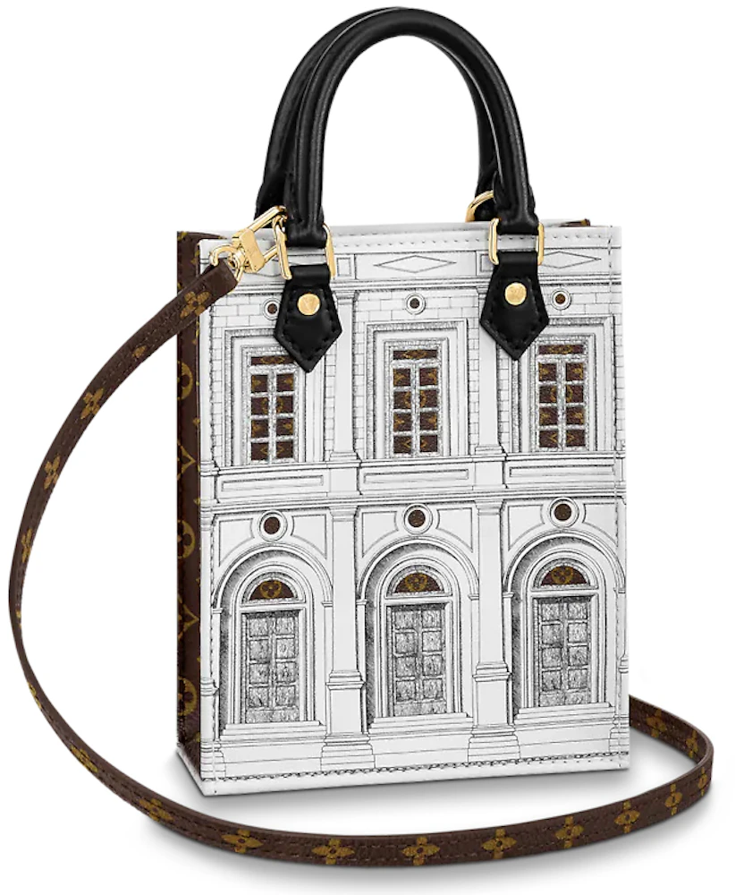 Louis Vuitton x Fornasetti Petit Sac Plat Black/White in Printed Patent  Calfskin Leather with Gold-tone - GB
