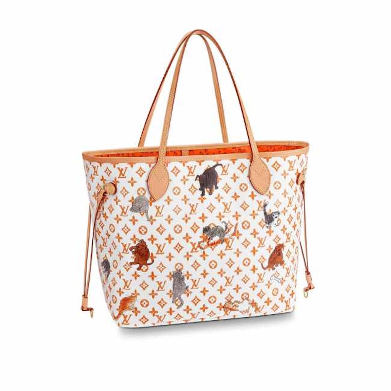 Louis Vuitton x Grace Coddington Neverfull Catogram Orange Lining