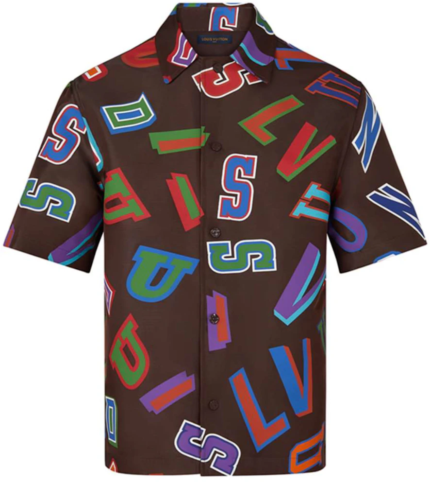 Louis Vuitton x NBA Basketball Letters Button Up Shirt Brown Pre