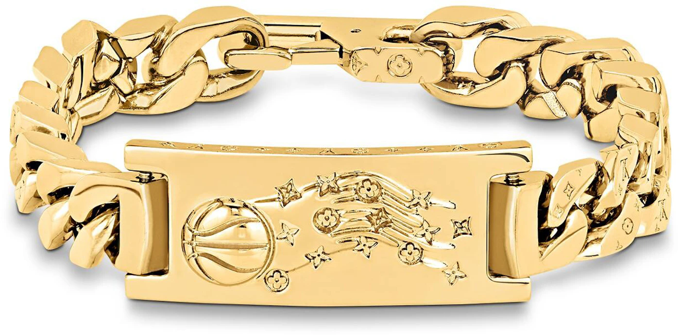 Louis Vuitton LV X NBA Engraved Basketball Pattern Bar Charm Male 18K Gold-plated  Thick Link