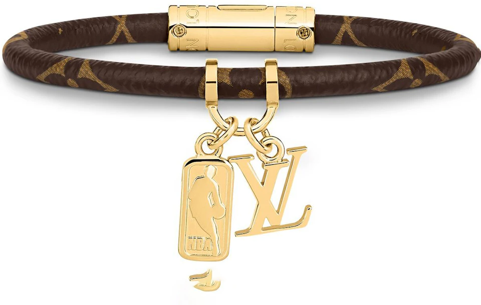 server Ovenstående Stort univers Louis Vuitton x NBA Hang It Leather Bracelet Monogram Brown in Leather with  Gold-tone