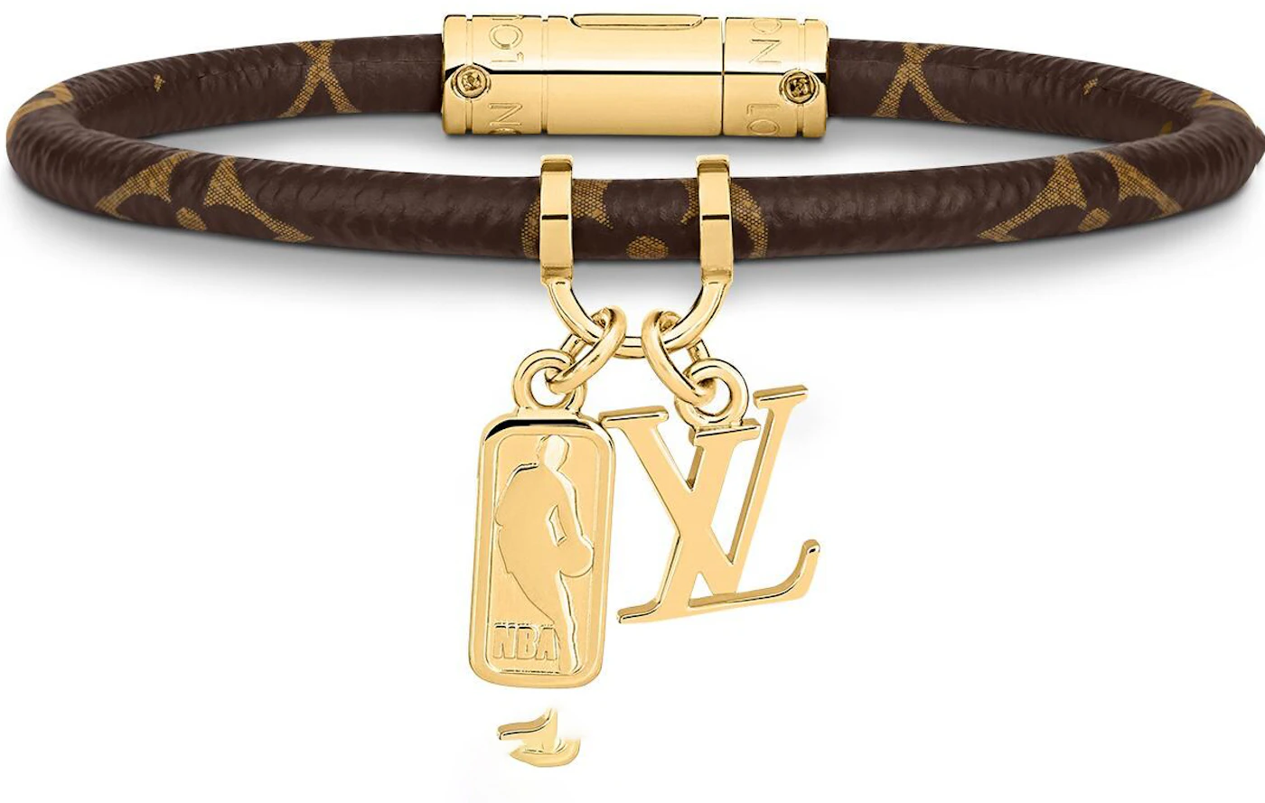 Louis Vuitton x NBA Hang It Leather Bracelet Monogram Brown in Leather with  Gold-tone - GB