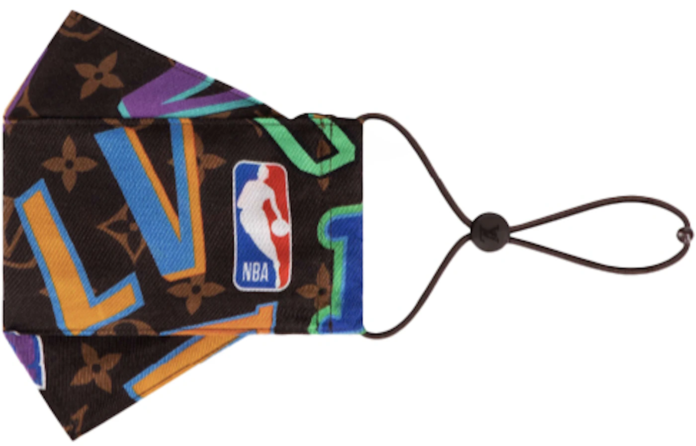 LOUIS VUITTON Louis Vuitton Monogram Letters Set Mask Carre NBA  Collaboration Cotton Silk Brown Multicolor MP3031