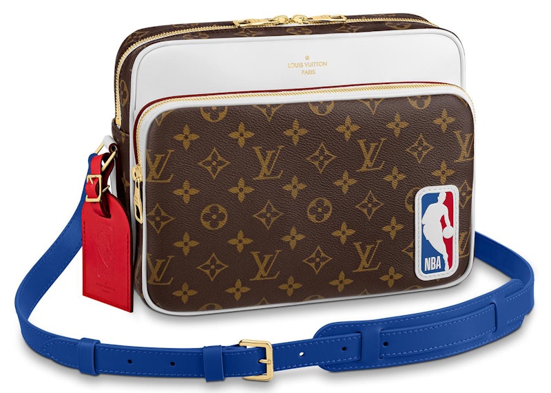 Virgil Abloh Brown, White, and Blue Monogram Coated Canvas and Calfskin LV  x NBA Basketball Backpack Gold Hardware, 2020