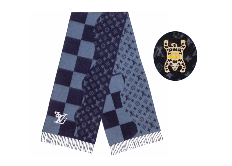 Pre-owned Louis Vuitton X Nigo Damier Giant Scarf In Bleu