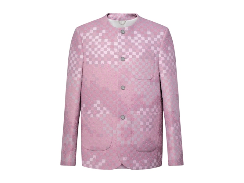 Louis Vuitton ピンク ツイードジャケット Louis Vuitton x Nigo Damoflage Collarless Tweed Jacket Pale