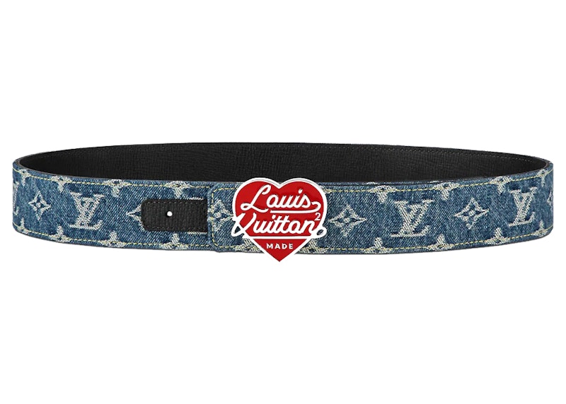 Louis Vuitton x Nigo Denim 40mm Reversible Belt Blue in Leather ...