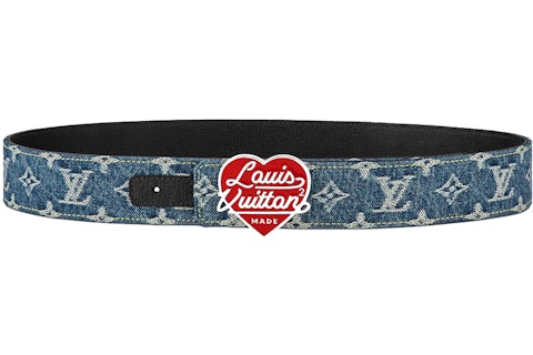 Louis Vuitton x Nigo Denim 40mm Reversible Belt Blue in Leather