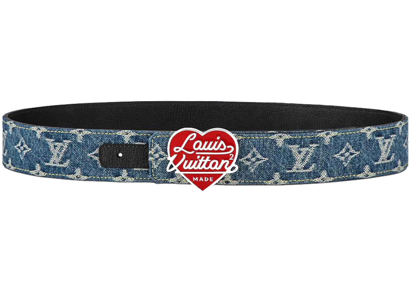 Louis Vuitton x Nigo Denim 40mm Reversible Belt Blue in Leather