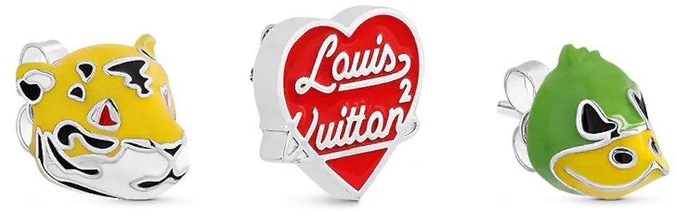 Louis Vuitton x Nigo Earring Set of 3 Silver in Silver/Enamel with